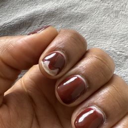 The day after getting my nails done. This was because of the bubble left in the polish that wasn't fixed.