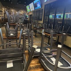Burg & Barrel - Lenexa - All of the chairs on the table 30 minutes ahead of closing during the Super Bowl we called ahead to confirm they were showing.