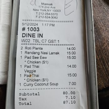 LoveMama - you can clearly see pad see eew on the bill instead of char kwa teow - Thai Near Me - New York, New York LoveMama - you can clearly see pad see eew on the bill instead of char kwa teow - Thai Near Me - New York, New York