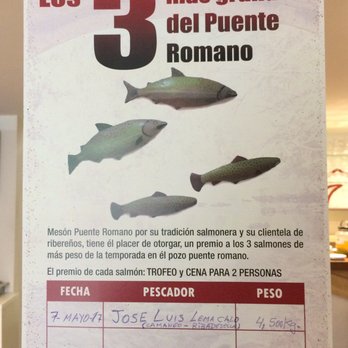 Mesón Puente Romano - Premio a los tres Salmones más grandes - Diners Near Me - El Puente, O