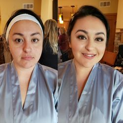 Baelash Esthetics - Airbrush Makeup of a bridesmaid before and after