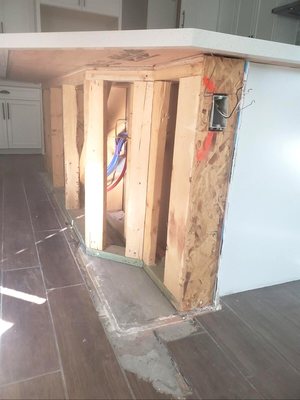 Trade damage repair - This client had electrical problems and the electrician had to remove a lot of the wall to remove the wiring.  This project was to fix the damage done by the electrician.