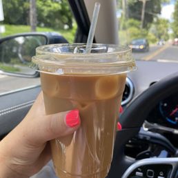 Delicious iced latte with almond milk