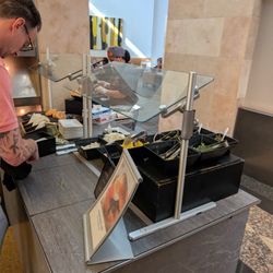 Bagel station, there was a staff member ready to cook up anything you wanted.