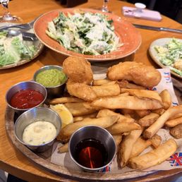 Fish & Chips with a Caesar Salad