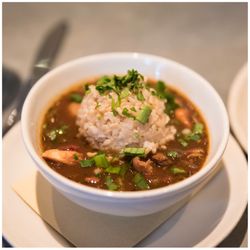 Bayou Butcher Shop - Seafood gumbo made from a homemade roux, featuring a mix of gulf shrimp, Louisiana crawfish tailmeat, and succulent lump crabmeat.