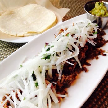 The Grove - Pulled Beef Short Ribs Tacos ($15.5): w/ carrots, chayote, salsa, queso fresco - New American Near Me - Houston, Texas The Grove - Pulled Beef Short Ribs Tacos ($15.5): w/ carrots, chayote, salsa, queso fresco - New American Near Me - Houston, Texas