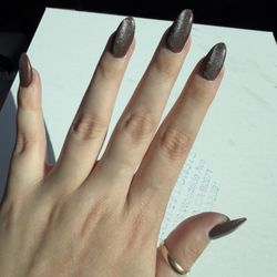 Brown with chrome cat eye