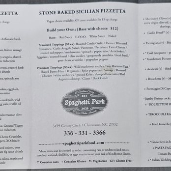 Spaghetti Park - Menu - Italian Near Me - Clemmons, North Carolina Spaghetti Park - Menu - Italian Near Me - Clemmons, North Carolina