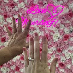 Finished gel manicure and regular manicure
