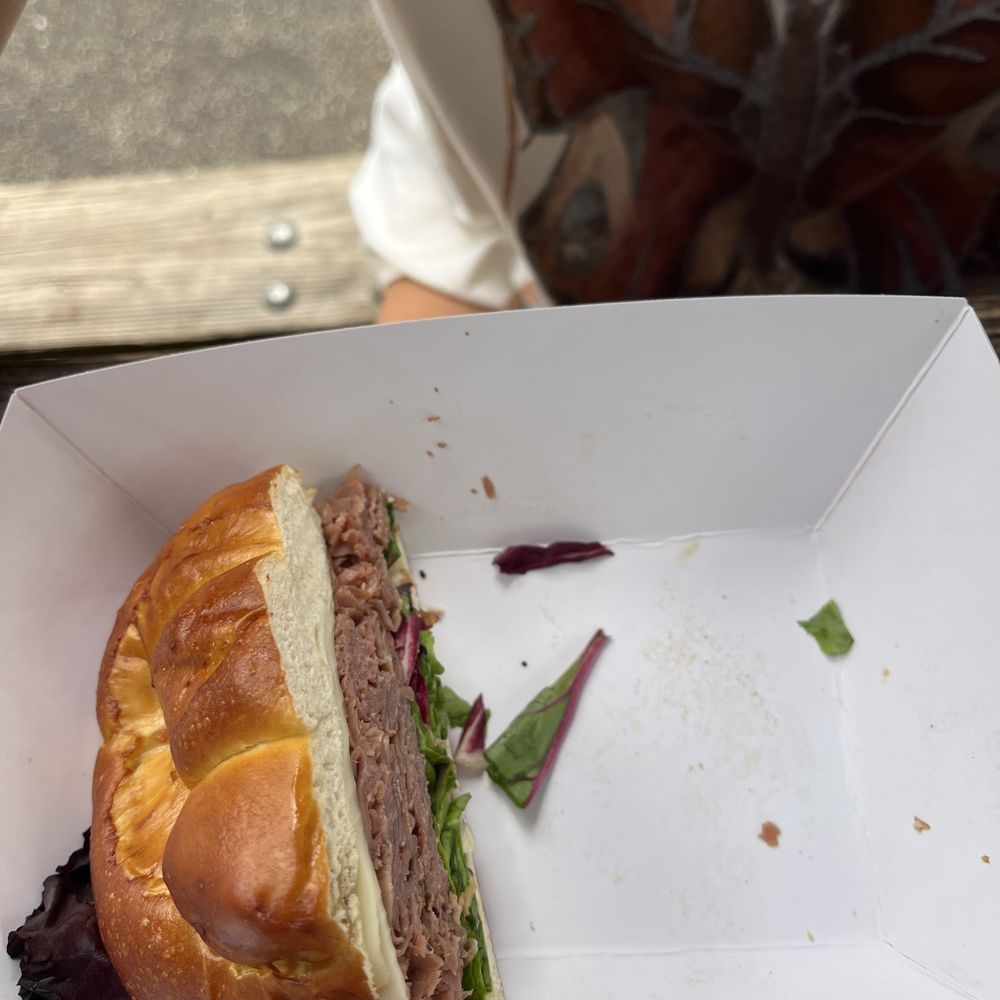 The Frosty Moose - Roast beef on Pretzel roll. So great! - Ice Cream & Frozen Yogurt Near Me - Williams Bay, Wisconsin