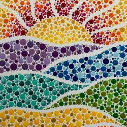 Ventura Visitors Center - Mandala Dot Art - Sunset by local artist, Joanne Grimm of Joanne's Garden Whimsy