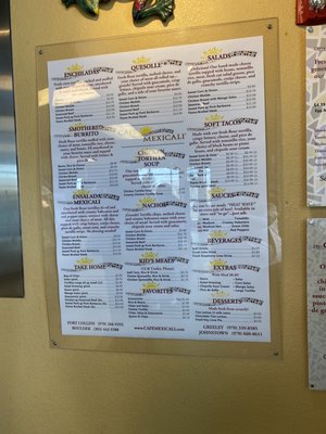 Menu photo 2 Cafe Mexicali Boulder, CO