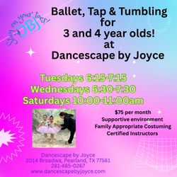 Dancescape By Joyce - Dancescape by Joyce offers ballet, tap and tumbling for 3-4 year olds for $75 per month. #Preschool dance