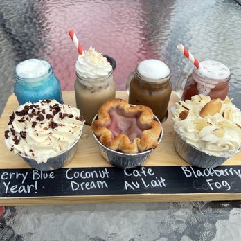 Victory Pie - Coffee and pie flight with chocolate, cherry and banana cream pies. - Coffee & Tea Near Me - Tomball, Texas Victory Pie - Coffee and pie flight with chocolate, cherry and banana cream pies. - Coffee & Tea Near Me - Tomball, Texas