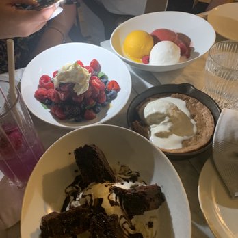 Cara Restaurant - Dessert: berries, sorbet, cookie, brownies - New American Near Me - Los Angeles, California