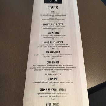 The Shed - Back of the menu - American Near Me - Boise, Idaho