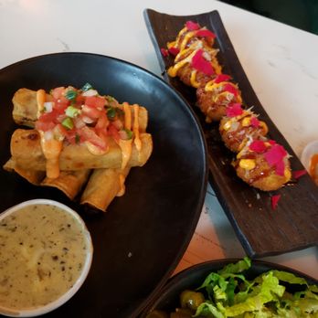 Anthem - Freaky tiki taquitos (left) miso mac daddy (right) - American Near Me - Austin, Texas Anthem - Freaky tiki taquitos (left) miso mac daddy (right) - American Near Me - Austin, Texas