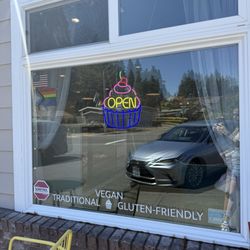 Maggie Magee’s Bake Shop - The two "controversial" rainbows and the advertisement that they have GF and vegan :)