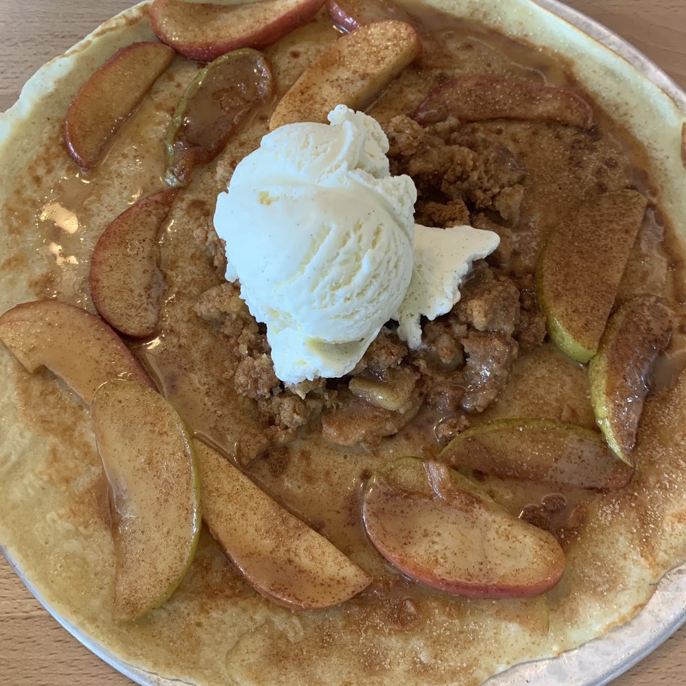 Van Gogh's Eeterie - Old Dutch Pancakes - delicious crepe with cinnamon apples, strusel and vanilla ice cream! - Breakfast & Brunch Near Me - Springfield, Missouri