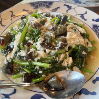 Great China - Sauteed Snow Pea Leaves with Century Eggs - Chinese Near Me - Berkeley, California