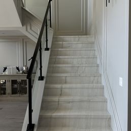 Custom Honed Porcelain staircase fabrication and installation Custom Honed Porcelain staircase fabrication and installation