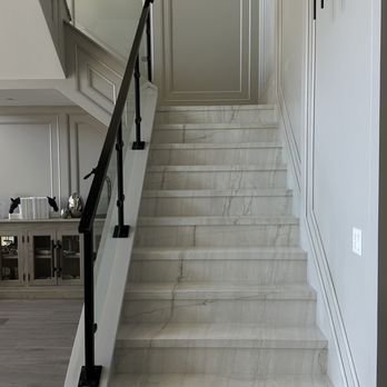Proslit Tile & Stone - Custom Honed Porcelain staircase fabrication and installation - Tiling Near Me - Los Angeles, California Proslit Tile & Stone - Custom Honed Porcelain staircase fabrication and installation - Tiling Near Me - Los Angeles, California