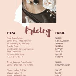 Elegance Defined By Terri - Our current pricing