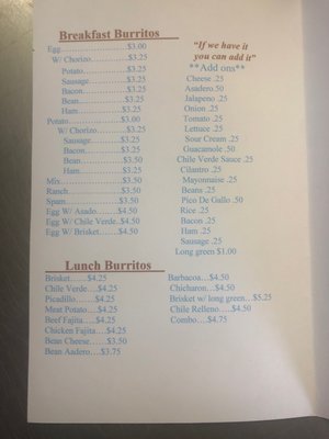 Menu photo 5 Burrito Express Fort Stockton, TX