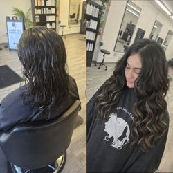 Hair by Mirikat Salon - Extension transformation for volume + length. Love this result on my client!