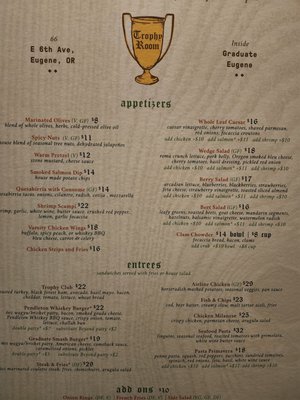 Menu photo 1 Trophy Room Eugene, OR