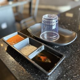 Table setting with sauces Table setting with sauces