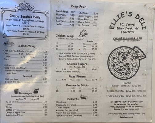 Menu photo 1 Ellie's Deli Silver Creek, NY Menu photo 1 Ellie's Deli Silver Creek, NY
