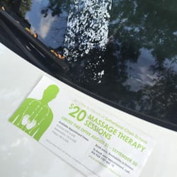 Sutherland-Chan Schools - They put an ad on my car's windshield with some sort of glue/adhesive. The square patch in the window is not coming off.