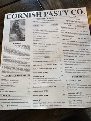 Menu photo 2 Cornish Pasty Co Jerome, AZ