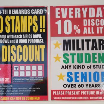 Matsuzaka-Tei - Ewa Beach - Posters advertising their 10% off discounts and stamp card promo. - Japanese Near Me - Ewa Beach, Hawaii