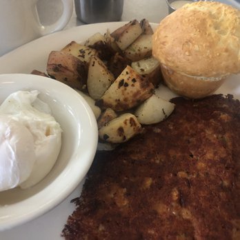 Millie's Cafe - Pasadena - Heavenly Hash with poached eggs and house biscuit. - Breakfast & Brunch Near Me - Pasadena, California