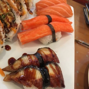 Hibachi Fusion - Salmon, crab stick, and eel nigiri - Sushi Bars Near Me - Summerville, South Carolina Hibachi Fusion - Salmon, crab stick, and eel nigiri - Sushi Bars Near Me - Summerville, South Carolina