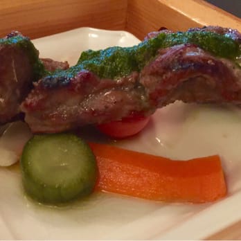 Minami - Beef skewers with a green sauce that was heavy too - Japanese Near Me - Vancouver, British Columbia Minami - Beef skewers with a green sauce that was heavy too - Japanese Near Me - Vancouver, British Columbia