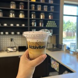 Ube chai with shot of espresso