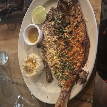 La Caleta - Red snapper done half and half two flavors - Seafood Near Me - Puerto Aventuras, YUC