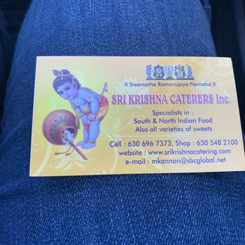 Sri Krishna Caterers - a business card for sri sri caterers inc - Indian Near Me - Naperville, Illinois