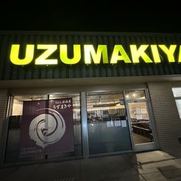 Exterior outside entrance of Uzumakiya - Restaurant front at night - Cupertino, California Exterior outside entrance of Uzumakiya - Restaurant front at night - Cupertino, California