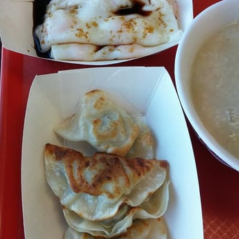 Asian Sweet Bakery - Chive dumplings (came with the congee set) and shrimp crepe - Bakeries Near Me - Madison, Wisconsin
