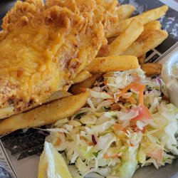 The View Bar & Grill - Tempura fish with fries.