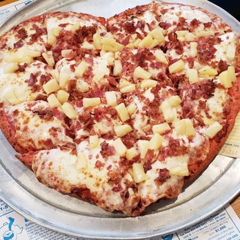 Big Al'S Pizza - Valentines special- heart shaped pink crust pizza. Got ours with pineapple and bacon. YUM! - Pizza Near Me - Manistee, Michigan