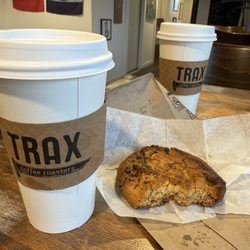 Trax Espresso Bar & Coffee Roasters - Peanut butter cookie and latte