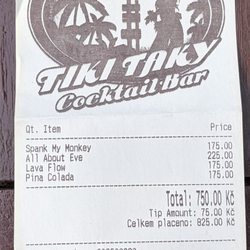 Tiki Taki Bar - Bill
