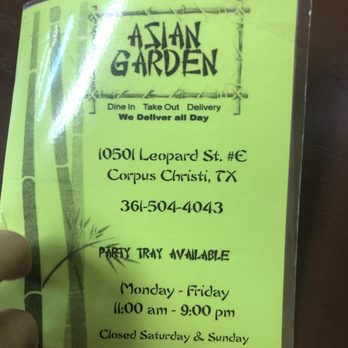 Asian Garden - Front Menu - Chinese Near Me - Corpus Christi, Texas Asian Garden - Front Menu - Chinese Near Me - Corpus Christi, Texas