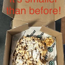 Both the funnel cake and the ice cream are smaller than before, as seen in the attached photos.